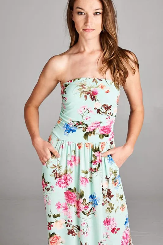 Summer Stunner Strapless Maxi Dress - Mint