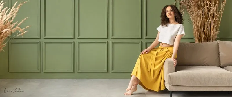 Taormina Set | Linen Crop Top and Flared Midi Skirt