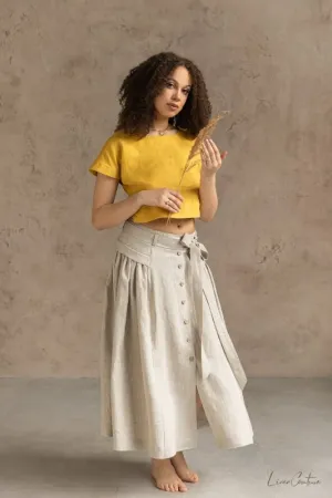 Taormina Set | Linen Crop Top and Flared Midi Skirt