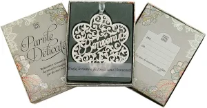 Targhetta parole delicate BENVENUTI shabby chic traforato