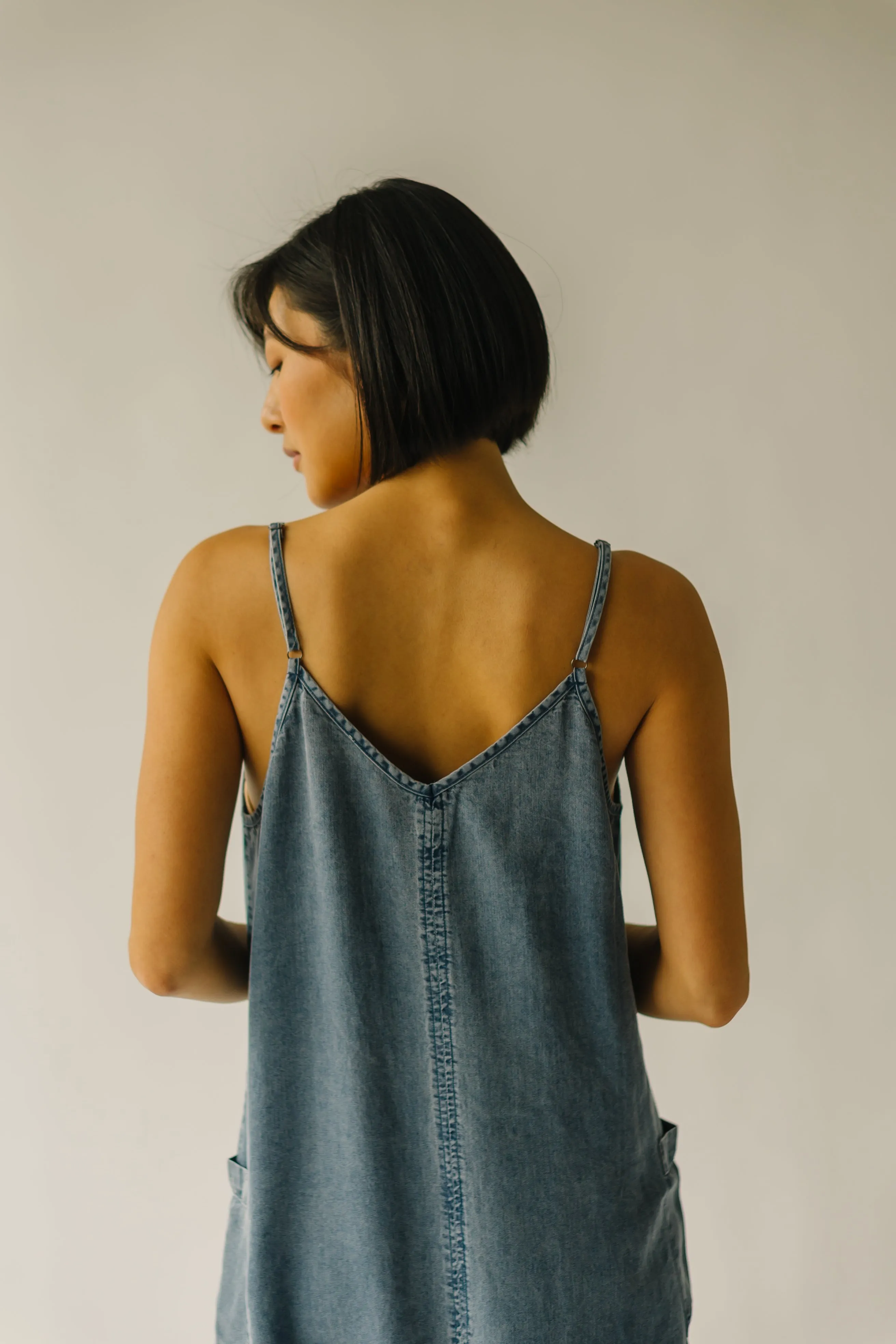 The Tolley Pocket Detail Overall Dress in Denim Blue