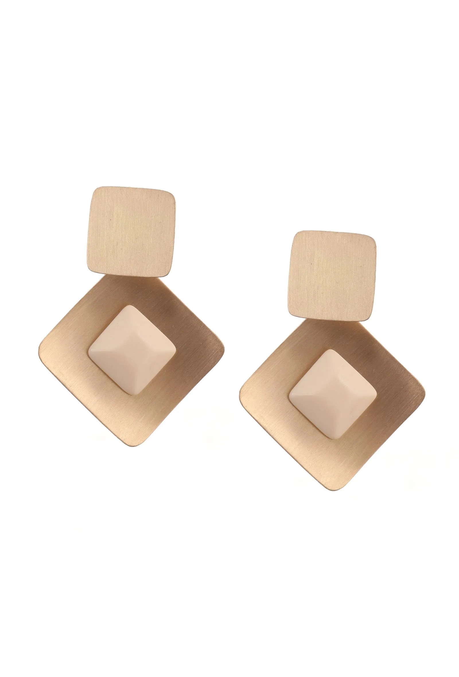 Tri Squared Brass Earrings