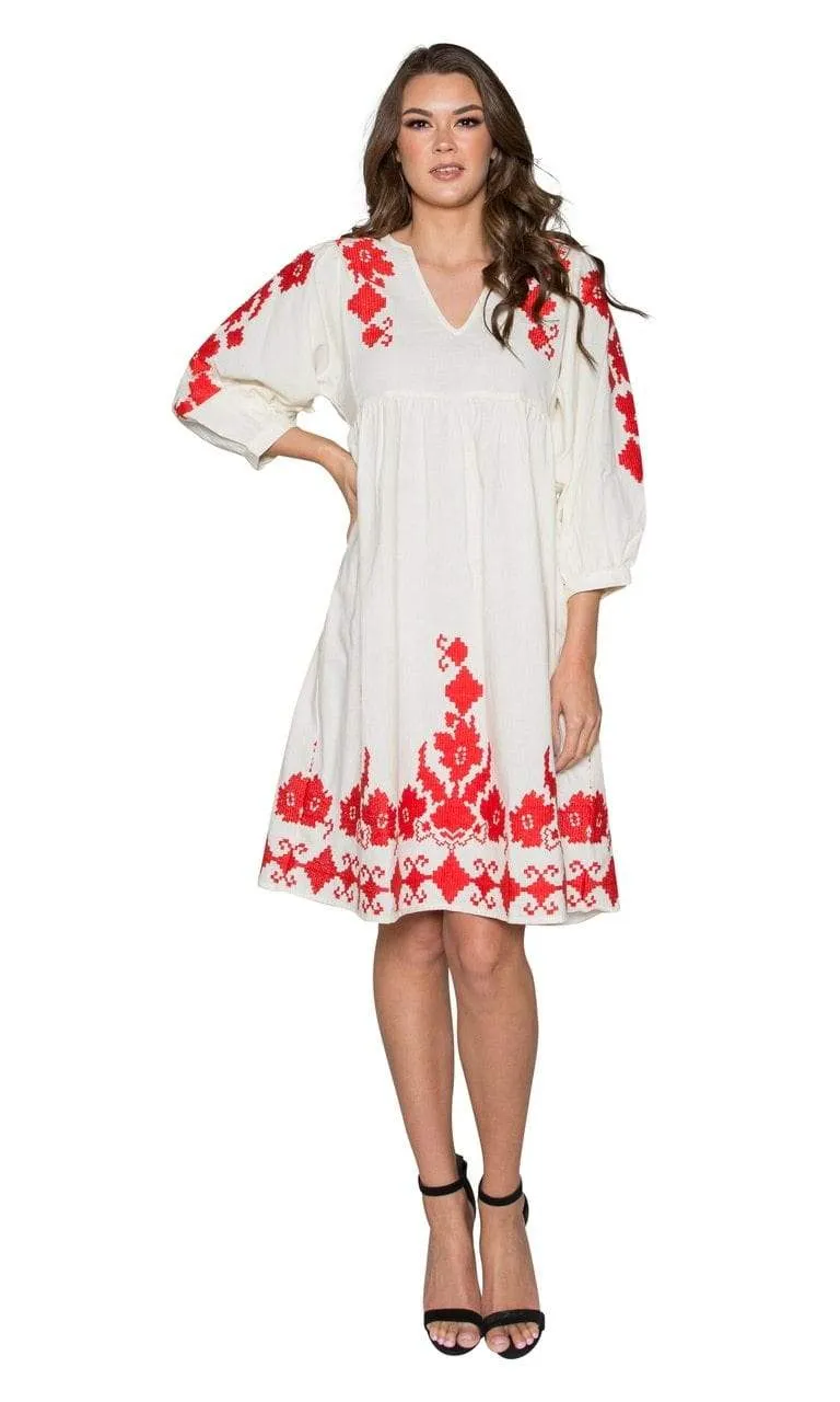 Velvet by Graham & Spencer Jora Embroidered Peasant Dress