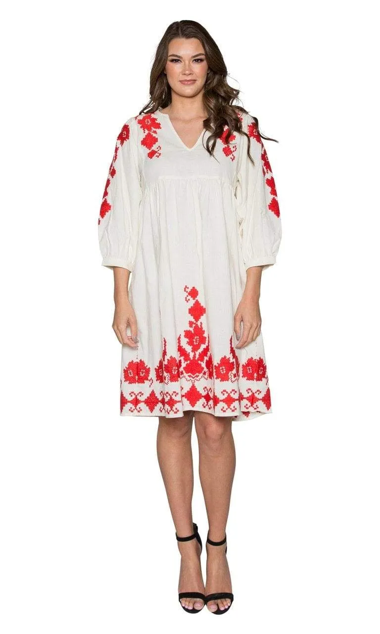Velvet by Graham & Spencer Jora Embroidered Peasant Dress