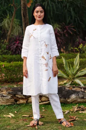 White Floral Embroidered Tunic