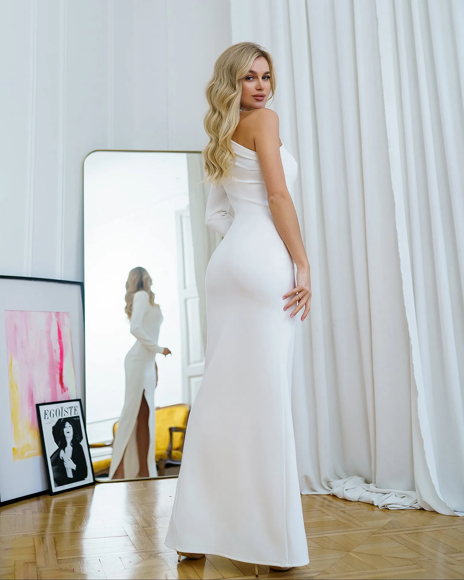 White One-Shoulder Maxi Dress