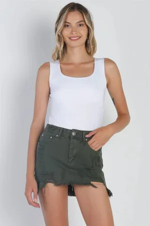 White Seamless Sleeveless Round Neck Tank Top