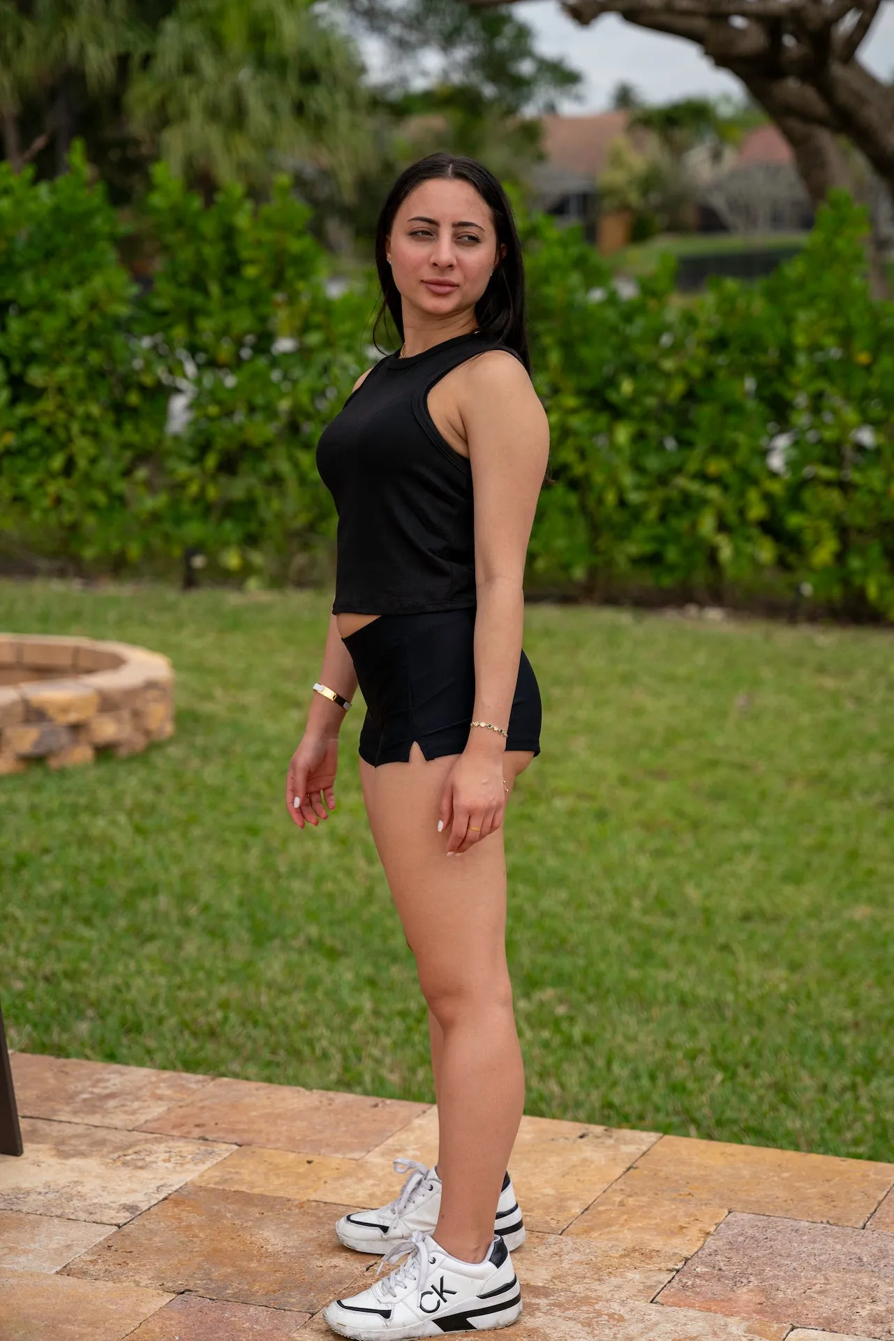 Women's Black Workout Yoga Shorts Soft Solid Stretch Short
