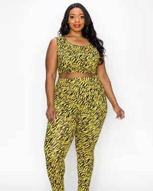 Zebra Yoga Leggings | Neon Yellow Zebra