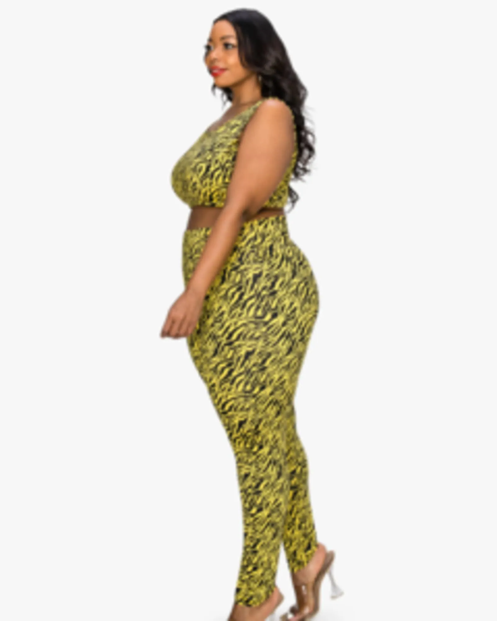 Zebra Yoga Leggings | Neon Yellow Zebra